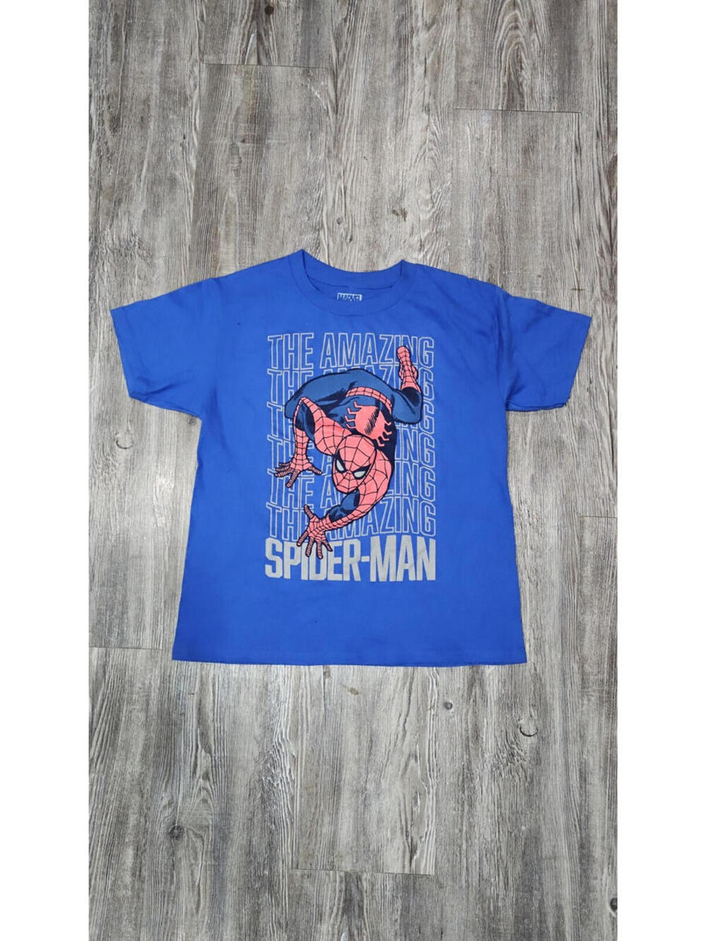 Spider-Man Marvel Blue T-Shirt Kids Size 8 Graphic Tee